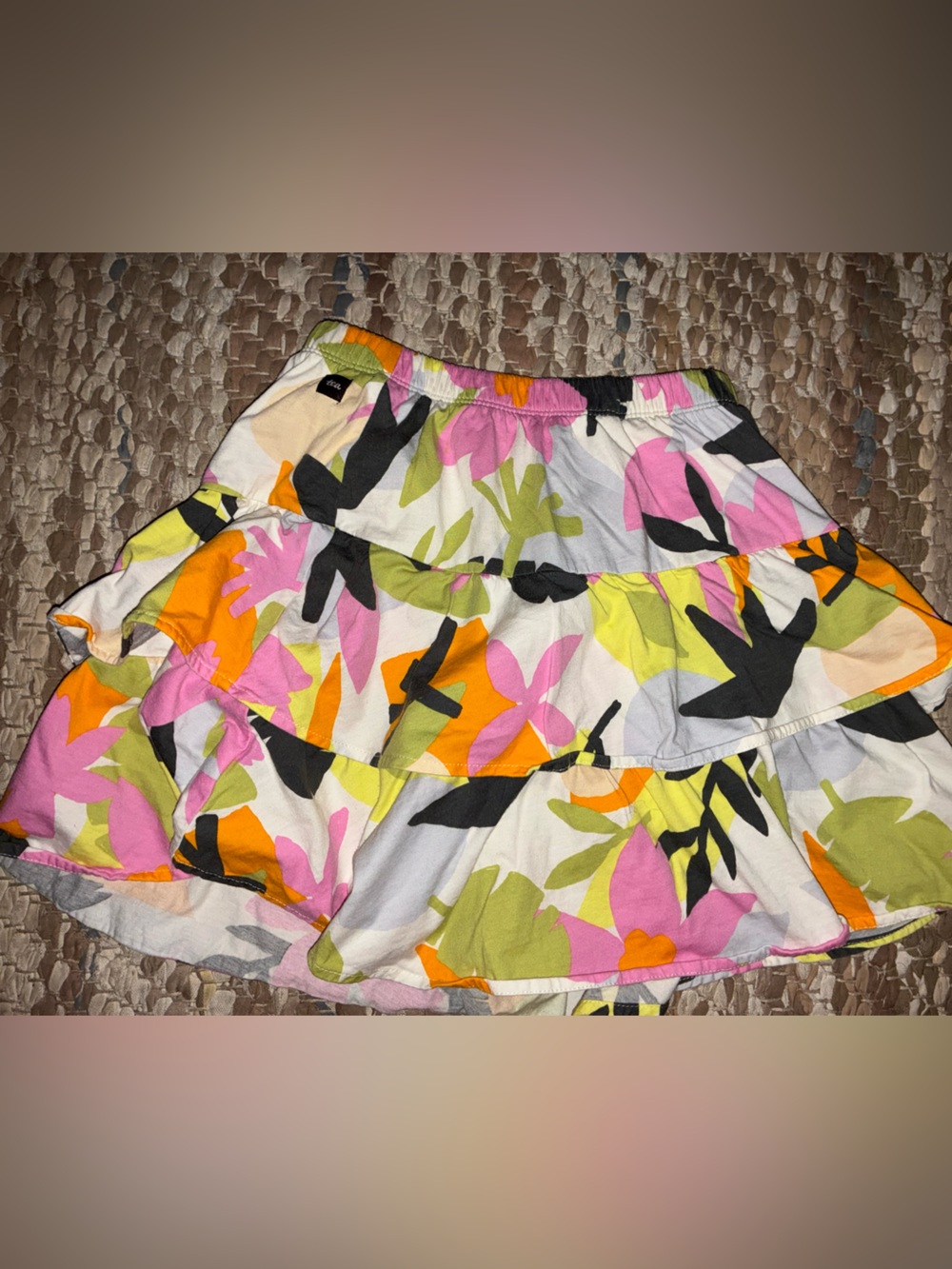 Tea Collection Floral Ruffle Skort in Pink, Orange, Green, Black, White